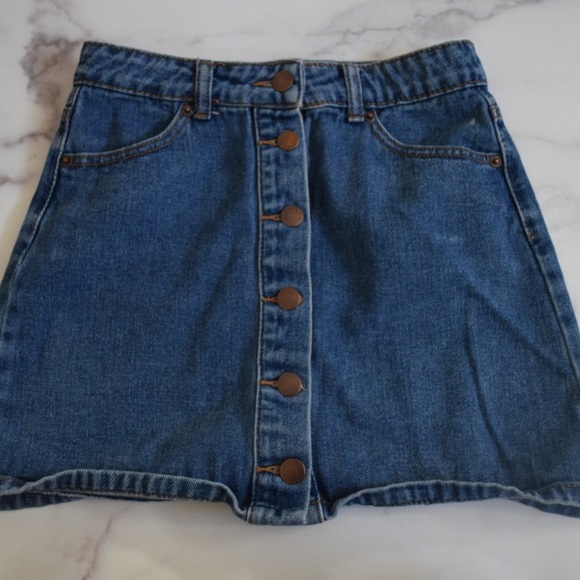 button up denim mini skirt